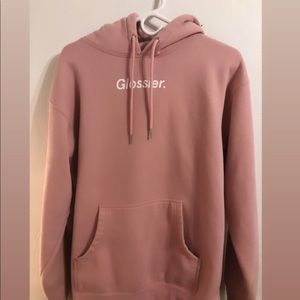 Glossier pink hoodie